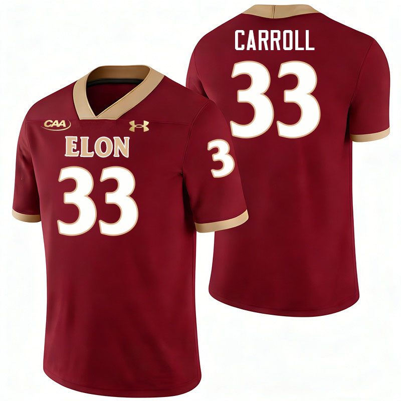 Elon Phoenix #33 Brodie Carroll College Football Jerseys,Uniforms-Maroon